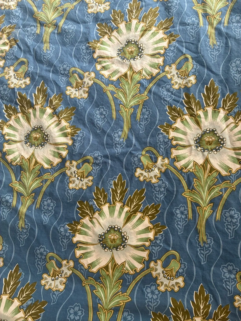 Pottery Barn 3 Piece Vintage Mum Floral King Set Blue Green